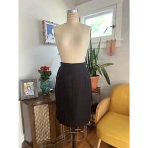 Vintage 1990s Valentino Miss V Black Linen Pencil Skirt - Size 8‎ /42 - Perfect!